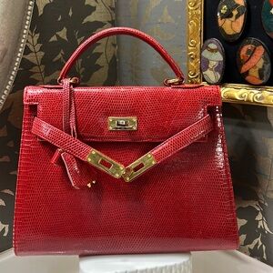 Ruby red lizard bag